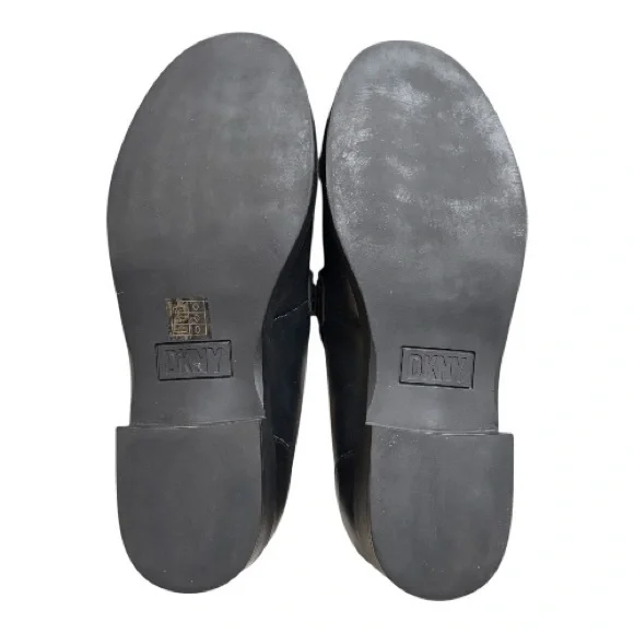 DKNY Issa Metal Logo Loafers Black Vegan Leather Slip-On Size 8 - Picture 5 of 6